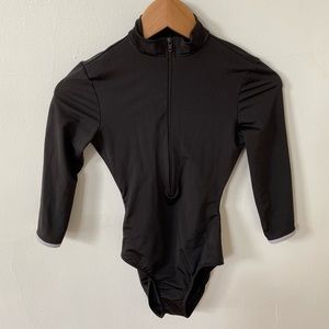 3/4 sleeve black high neck leotard